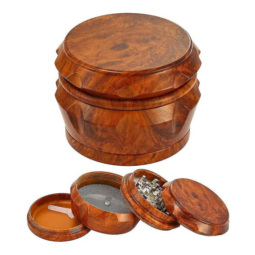 Wooden Grinder Capacity 4-layer Grinder With Pollen Scraper Suitable For Home Kitchen Brown Kb