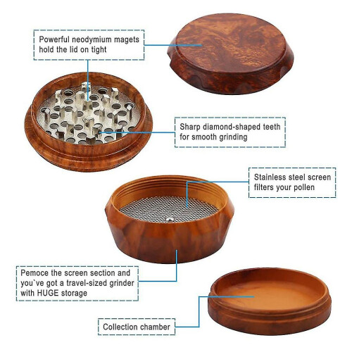 Wooden Grinder Capacity 4-layer Grinder With Pollen Scraper Suitable For Home Kitchen Brown Kb 1