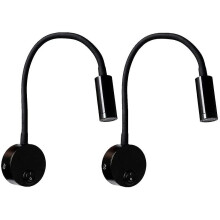 2 Pcs Black Wall Reading Lamp 3w, Flexible Neck Adjustable Wall Lamp Aluminum Table Lamp
