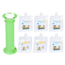 (green) 7pcs Set Baby Food Pouch Maker Pure Color Pouches Toddler Fruit Squeeze Puree Filler For Kids