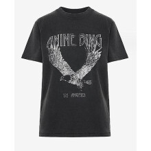 (L) Aninebing Eagle Printing Women's Black Short-sleeved T -shirt
