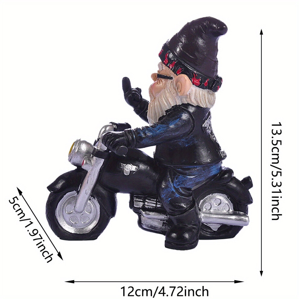 (Motorcycle Old Man) Charming Motorcycle Gnome - Handcrafted Resin Ornament