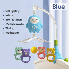 (Blue) Modern Infant Music Mobile with Rotating Bed Bell, Cute Shape Baby Rattle