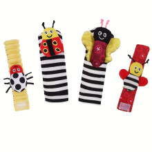 (Beetle Bee) 4pairs Baby Wrist Rattles Sock Toys, Newborn Baby Sock Toys