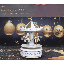 (White) Christmas Carousel Toy Automatic Merry-go-round Music Boxes Wedding Party Birthday Gift Baby Room Decoration Xmas Home Decor