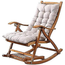 Long Folding Recliner Rocking Chair Cotton Cushion Plush Cushion Bamboo Chair Cushion Wooden Folding Chair High-quality Cushion Gray 1.2 Meters