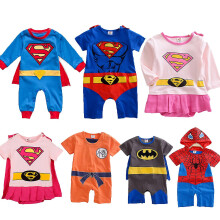 (Superman D, 6-12 Months) Newborn Toddler Baby Superhero Romper Short/long Sleeve Jumpsuit Costume