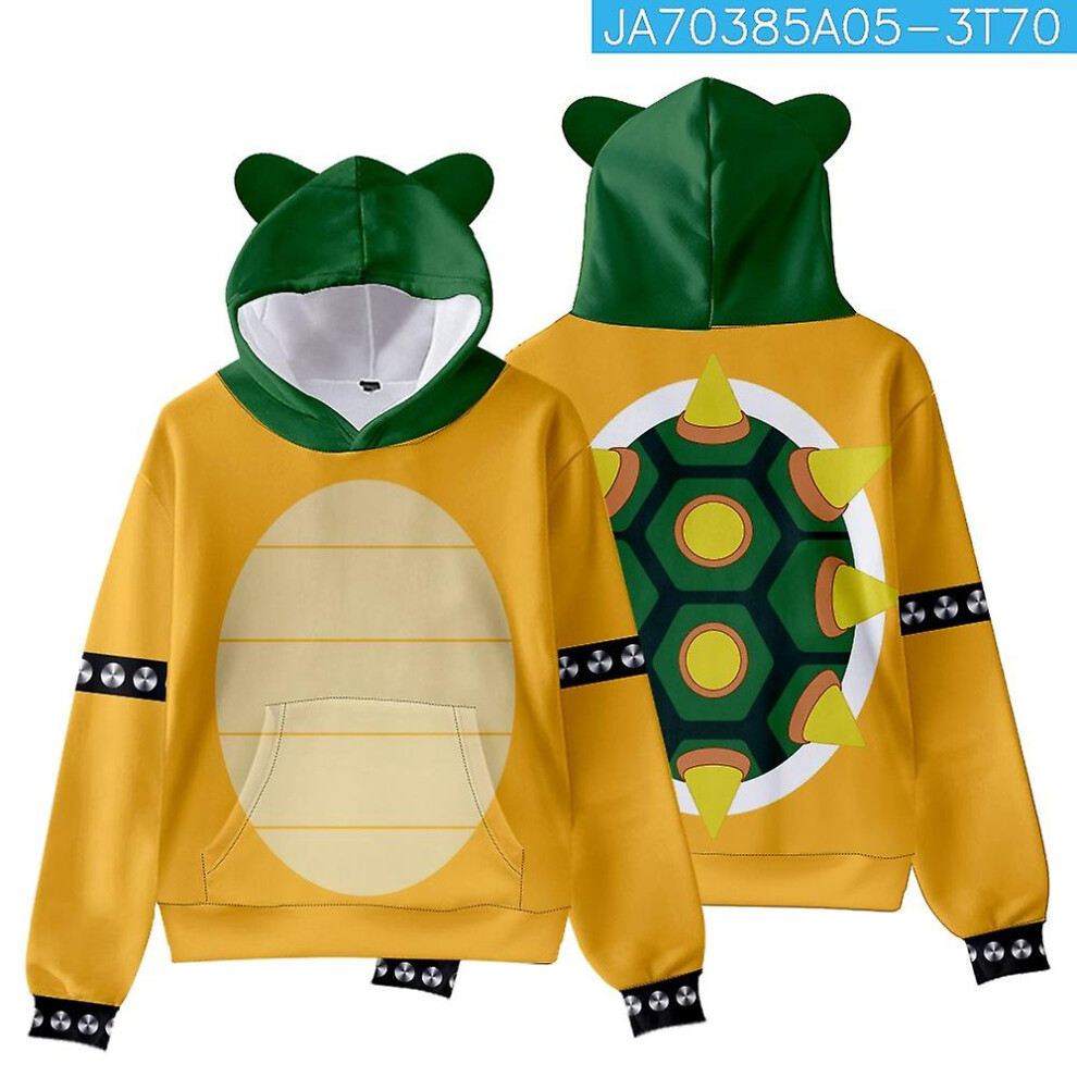 (New Mario Bowser Hooded Sweatshirt Hoodie Cos Suit Loose Coat Short-sleeved Cat Ears) New Mario Bowser Hooded Sweatshirt Hoodie Cos Suit Loose Coat Short-sleeved Cat Ears