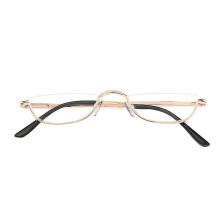 (Gold, 2.00 strength) Reading Glasses Metal Spring Hinges Half Moon Semi Rimless Readers 1.0~ 4.0
