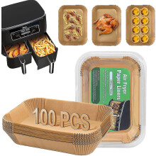 100pcs Air Fryer Liners 22x14cm Non-Stick Parchment Paper for Ninja Dual Zone AF300UK/AF400UK
