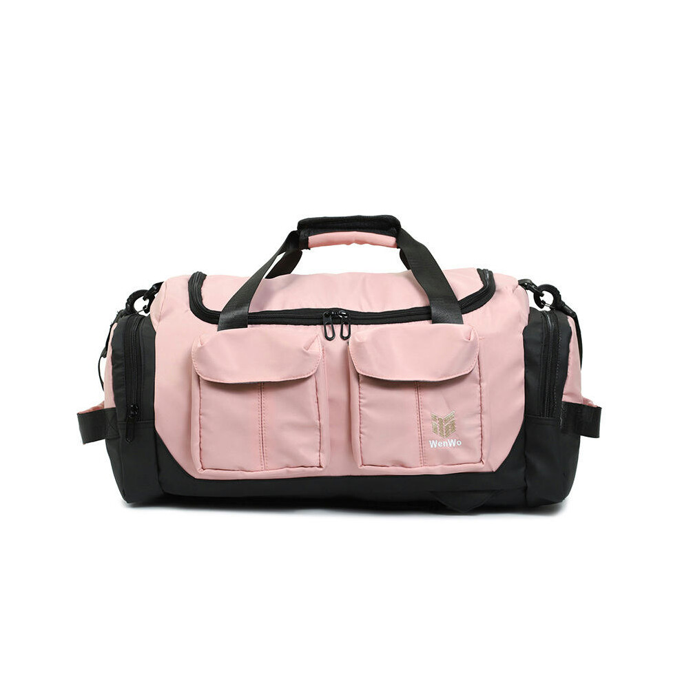 (Pink) Large -Capacity Handbag Men's Shoulder Bag Luggage Bag Large Boarding Bag Short -Distance Travel Bag Out Bag