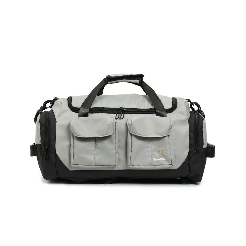 (light grey) Large -Capacity Handbag Men's Shoulder Bag Luggage Bag Large Boarding Bag Short -Distance Travel Bag Out Bag