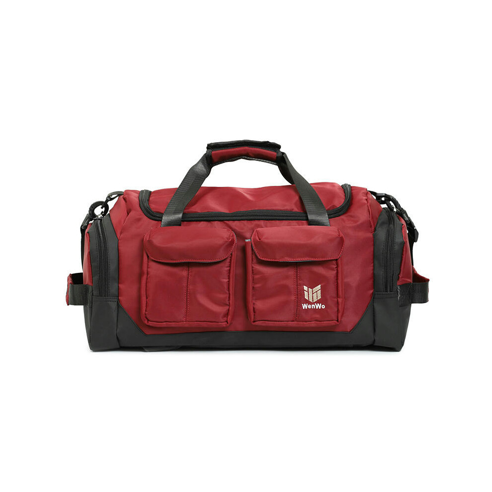 (Dark red) Large -Capacity Handbag Men's Shoulder Bag Luggage Bag Large Boarding Bag Short -Distance Travel Bag Out Bag