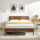 VECELO Double Bed Frame For Bedroom Wood Pine Headboard 1