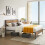 VECELO Double Bed Frame For Bedroom Wood Pine Headboard 5