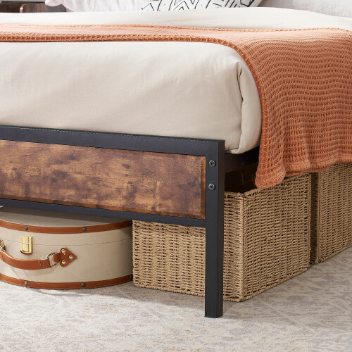 VECELO Double Bed Frame For Bedroom Wood Pine Headboard 2