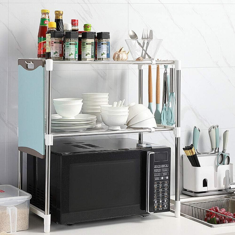 2 Tiers Metal Storage Shelf Stand Microwave Shelf Organiser