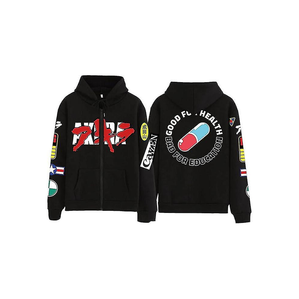 (Black, S) Anime Akira Cosplay Hoodies Men Women Zipper Jacket Costume Long Sleeve Spring Autumn With Hood Sweatshirt