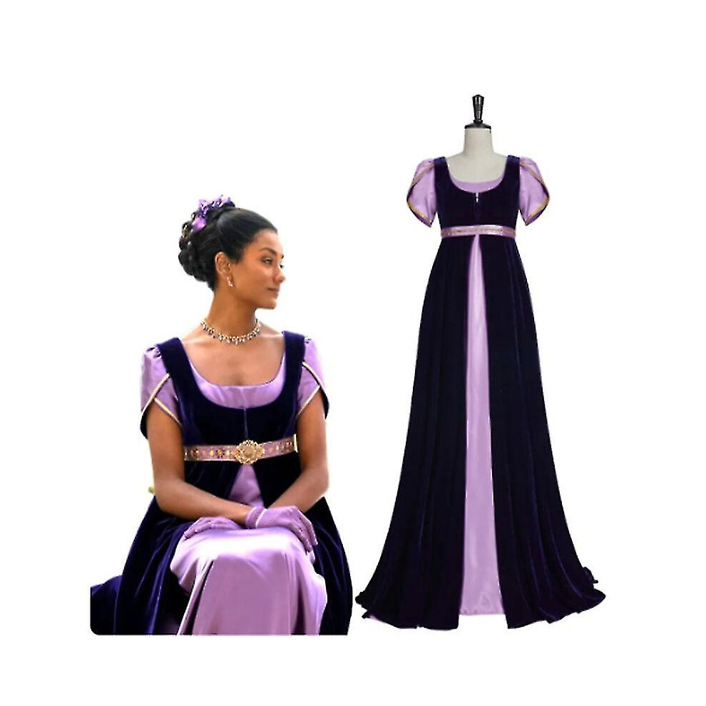 (Xl) Bridgerton Dress,Regency Dress, Vintage Ball Gown,Jane Austen Stain Dress Purple