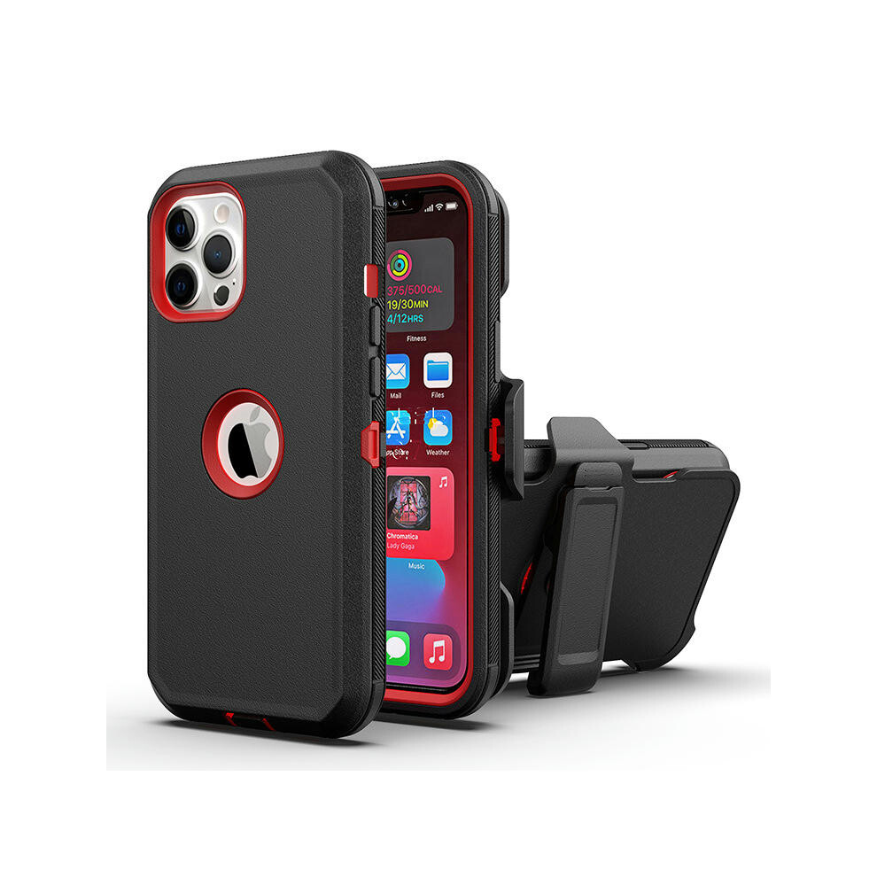 (Black+red, iPhone13 Pro (6.1)) Amazon Is Suitable For IPhone11/13 Mobile Phone Case Tri -Defense Robot Two -In -One Apple X Series Protective Case