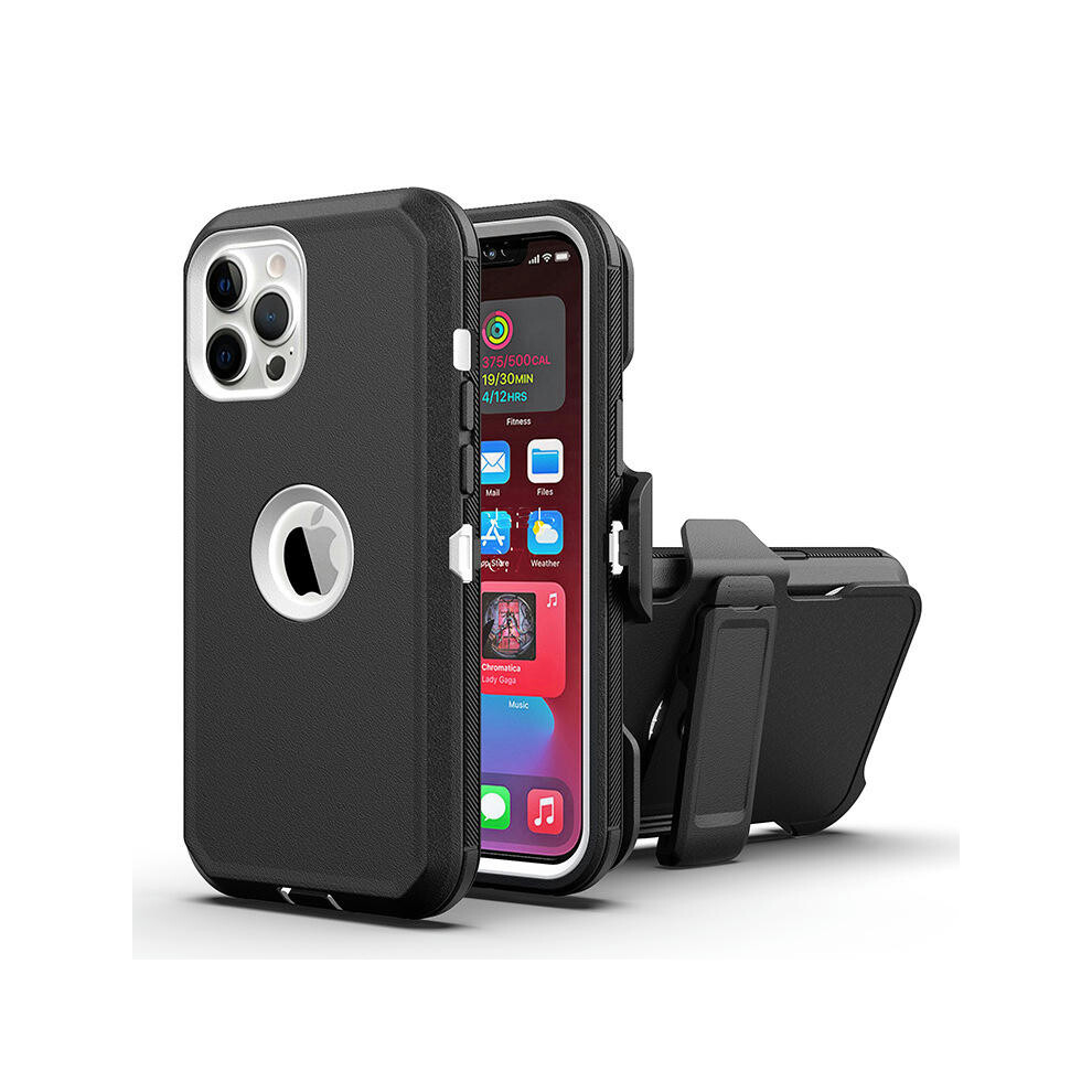 (Black+white, iPhone15 Pro (6.1)) Amazon Is Suitable For IPhone11/13 Mobile Phone Case Tri -Defense Robot Two -In -One Apple X Series Protective Case