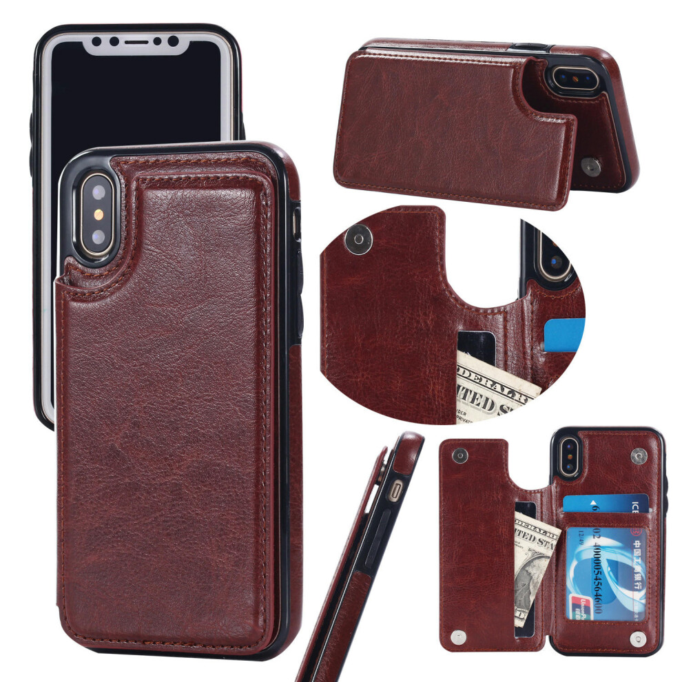 (brown, iPhone12 pro max 6.7) Applicable To IPhone15 Mobile Phone Leather Case Crazy Horse Pattern Apple 13Pro Mobile Phone Case Anti -Fall Card Prote