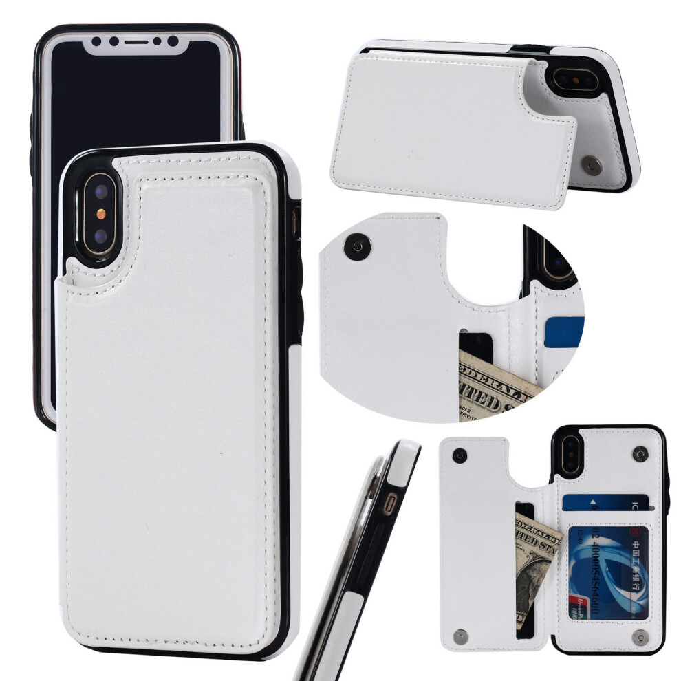 (White, iPhone15 Pro) Applicable To IPhone15 Mobile Phone Leather Case Crazy Horse Pattern Apple 13Pro Mobile Phone Case Anti -Fall Card Protection Se