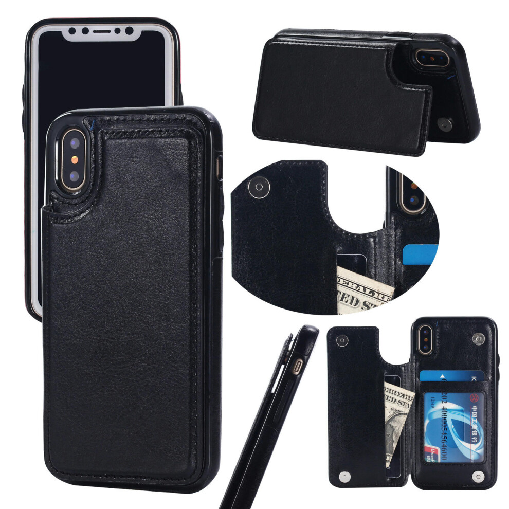 (black, S20 PLUS) Applicable To IPhone15 Mobile Phone Leather Case Crazy Horse Pattern Apple 13Pro Mobile Phone Case Anti -Fall Card Protection Set