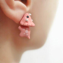 (pink) Cute Animal Bite Earrings Dinosaur Earrings Creative Animal Earrings
