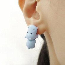 (blue) Cute Animal Bite Earrings Dinosaur Earrings Creative Animal Earrings