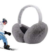 (Gray) Earmuffs Fluffy Foldable Ear Warmer Removable Ear Protection Soft Warm Earmuffs