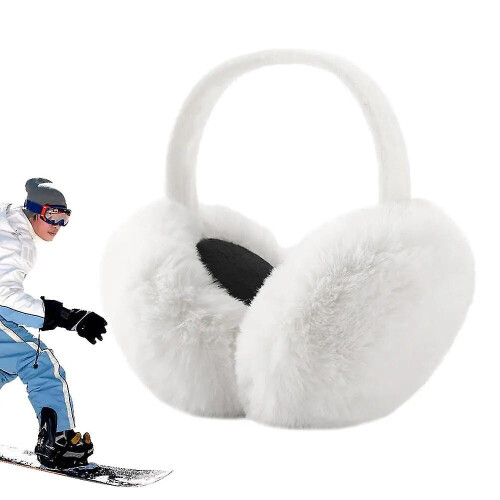(White) Earmuffs Fluffy Foldable Ear Warmer Removable Ear Protection Soft Warm Earmuffs