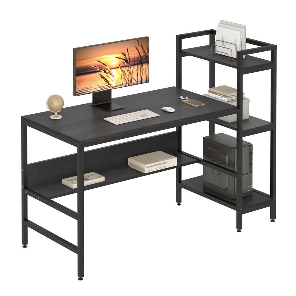 (Black) Dripex 4-Tier Wood Desk: Modern Office Workstation