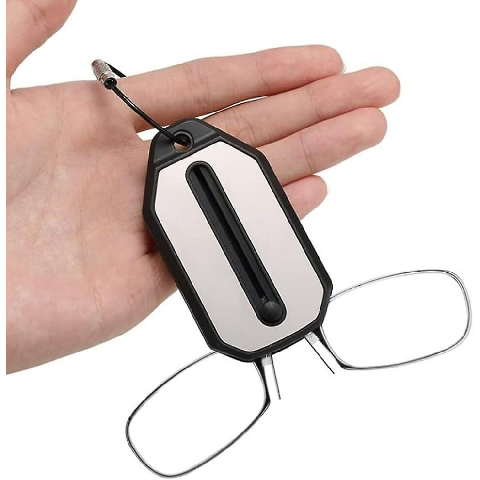 (100 Degrees) Clip Nose Reading Glasses, Portable Mini Keychain, Mirrorless Legs Matte Nose Pads Foldable Reading Glasses Suitable For Men And Women