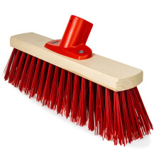 (Red PET) Heavy Duty Broom Head Stiff Bristles Garden Outdoor Yard Brush Floor Sweeper 12