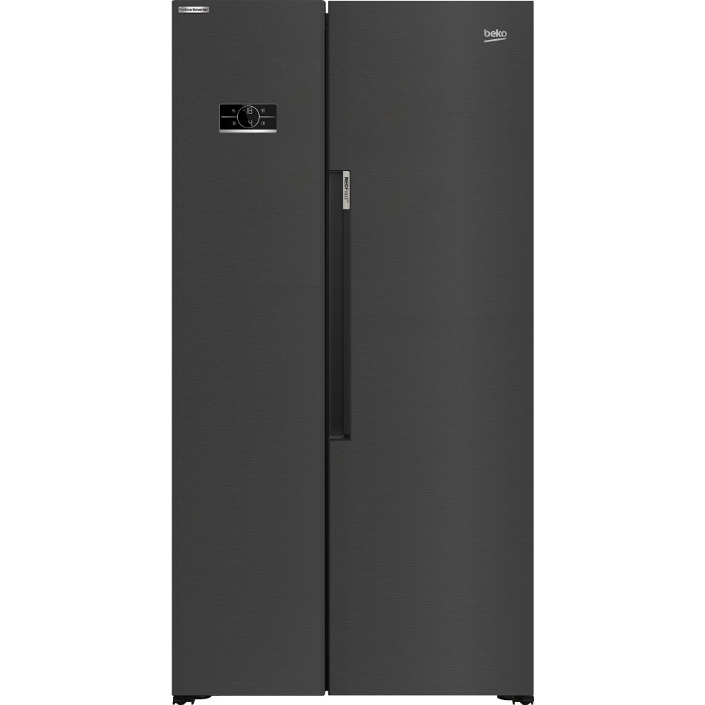 Beko Harvestfresh American Fridge Freezer - Black Steel - E Rated