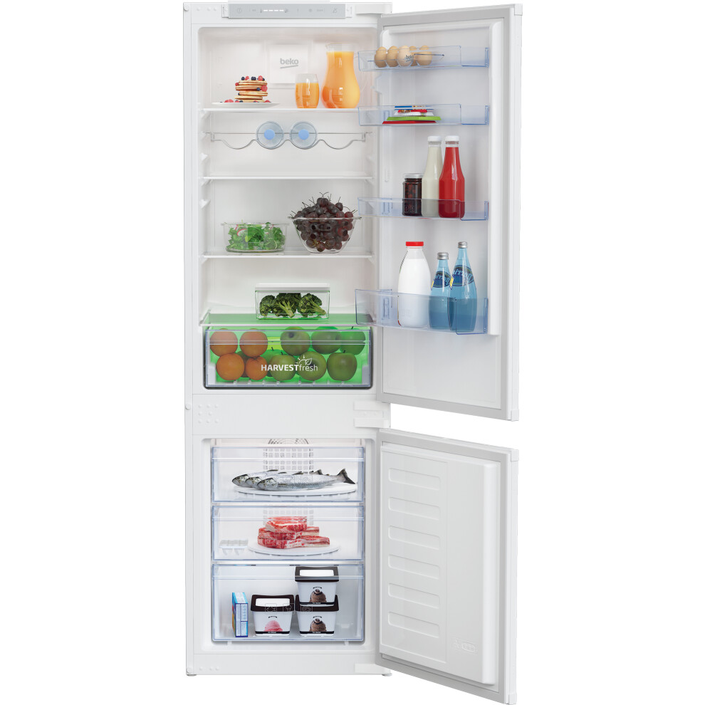 Beko HarvestFresh Integrated 70/30 Frost Free Fridge Freezer with Sliding Door Fixing Kit - White - E Rated