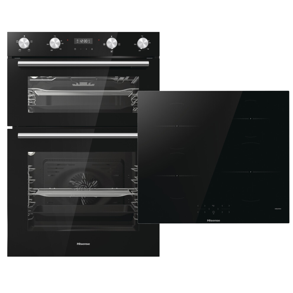 Hisense Built In Electric Double Oven and Induction Hob Pack - Black - A/A Rated