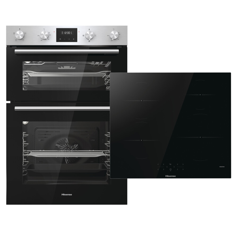 Hisense Built In Electric Double Oven and Induction Hob Pack - Stainless Steel / Black - A/A Rated