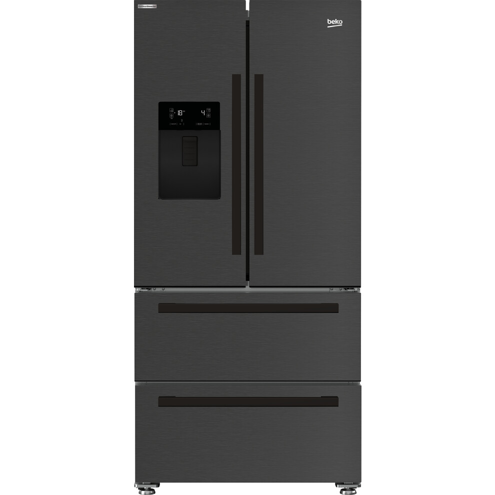 Beko HarvestFresh American Fridge Freezer - Black Steel - E Rated