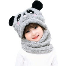 Children's Winter Hat And Scarf 2 In 1, Lovely Animal With Ears Double Plush Warm Caps Soft Beanies Hat For Kids