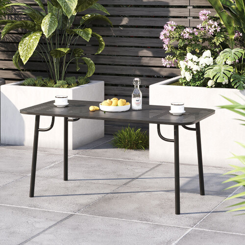 Living And Home Outdoor Garden Slatted Rectangular Metal Table 160*80cm 1