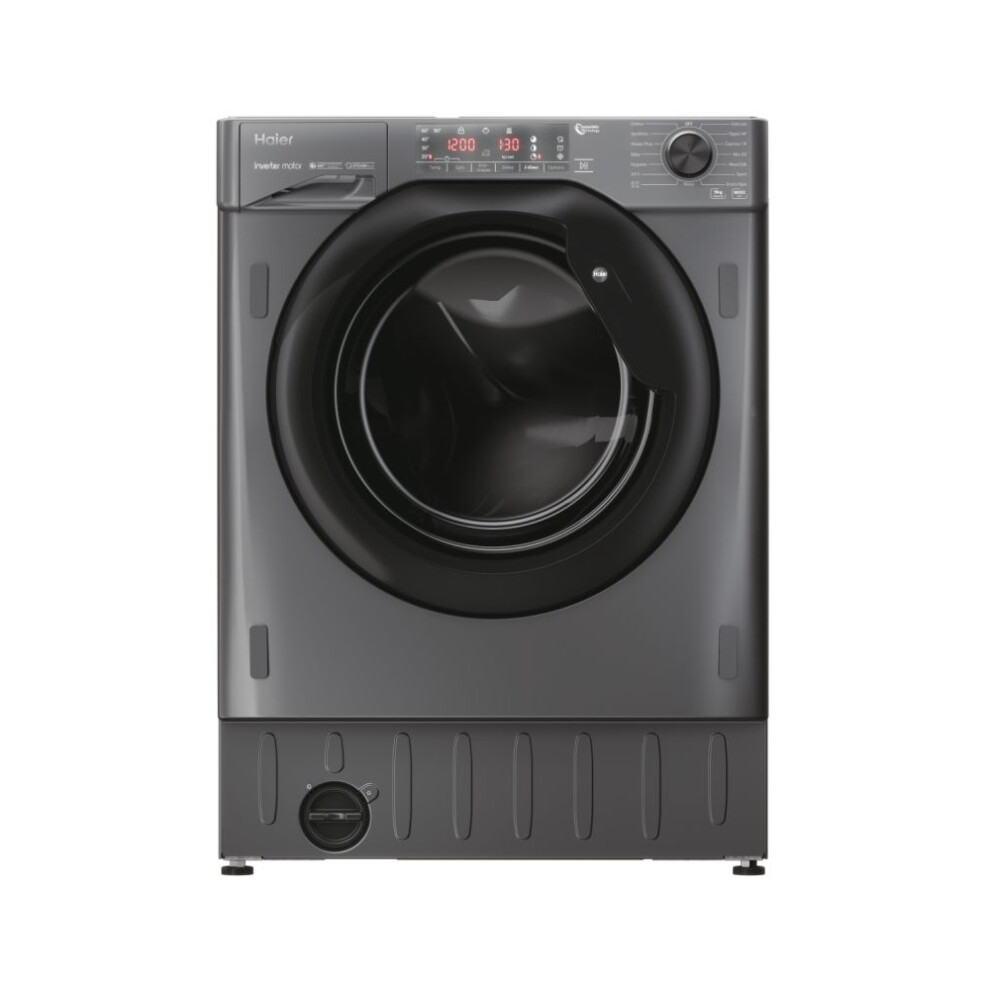 Haier Series 4 HWQ90B416FWBR Integrated 9kg Washing Machine with 1600 rpm - Anthracite - A Rated