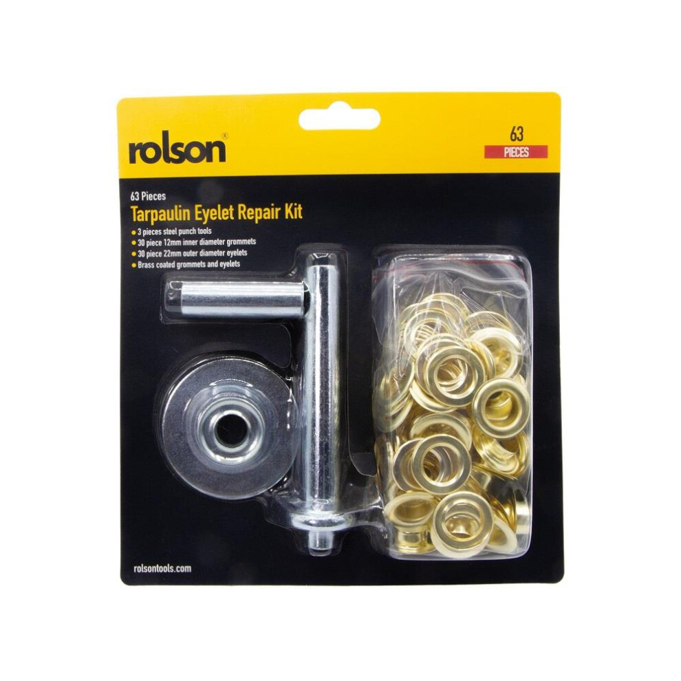 Rolson Tarpaulin Eyelet Repair Kit: Includes Punch 30 Pieces Of Brass Coated Grommets And Eyelets