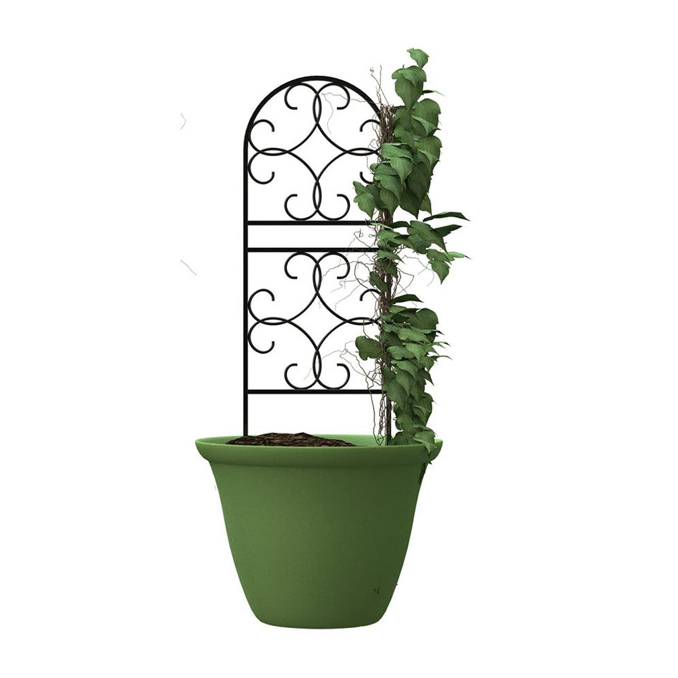 Panacea Scroll Pot Trellis - Durable Steel Plant Support For Pots, Containers & Climbing Vines Black