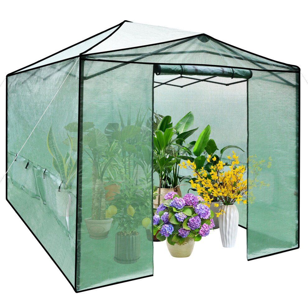 364cm x 243cm Pop-up Greenhouse Folding Walk-in Garden Tent W/ Windows