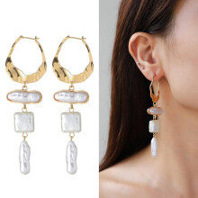 (k3) Gold Baroque Pearl Earrings, Large Pearl Earrings Pearl Drop Earrings For Women, Pearl Earrings Gold Pearl Earrings Dangling As Wedding Bridesmaid Pro