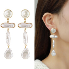 (k1) Gold Baroque Pearl Earrings, Large Pearl Earrings Pearl Drop Earrings For Women, Pearl Earrings Gold Pearl Earrings Dangling As Wedding Bridesmaid Pro