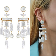 (k2) Gold Baroque Pearl Earrings, Large Pearl Earrings Pearl Drop Earrings For Women, Pearl Earrings Gold Pearl Earrings Dangling As Wedding Bridesmaid Pro