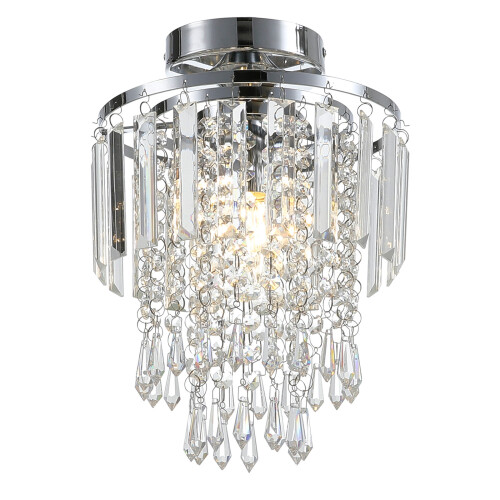Living And Home Glamorous Crystal Cascade Chandelier with Chrome Accents 2